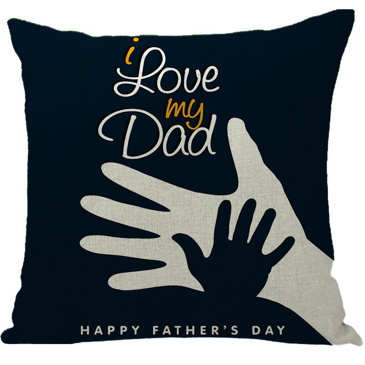 Batch Father's Day Pillow Blue Plaid Letter Sofa Bedside Linen Pillow Case